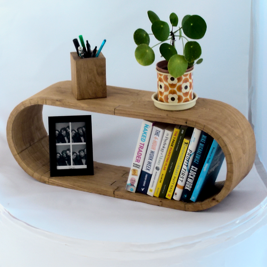 70cm Oak Oculus Floating Bookshelf