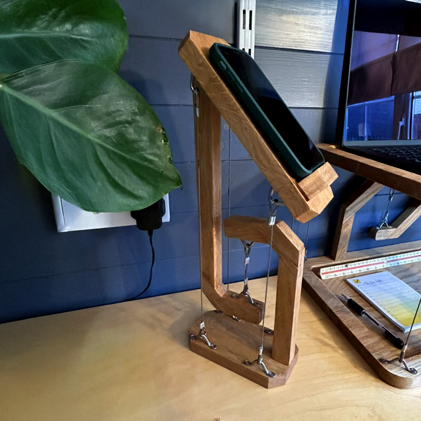 Oak Tensegrity Phone Stand